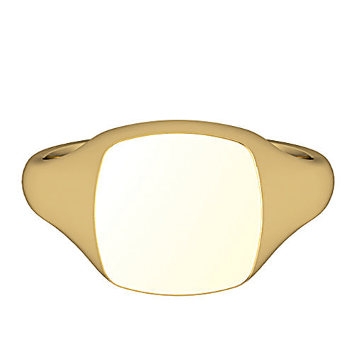 9ct Gold Medium 10 mm x 10mm Cushion Signet Ring