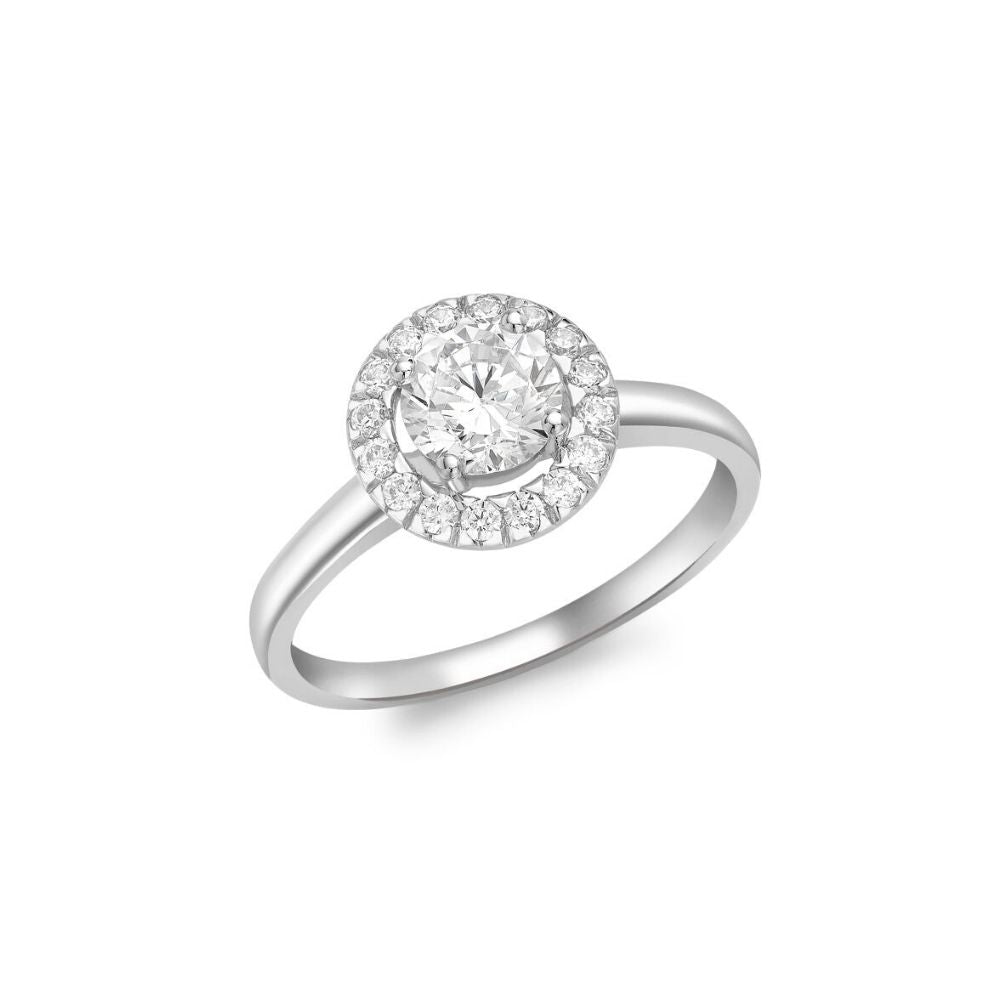 White Gold CZ Halo Dress Ring Bannon Jewellers