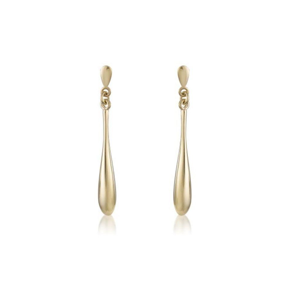 Prouds Jewellers 9ct Gold Simple Gold Drop Earrings Ladies Gold