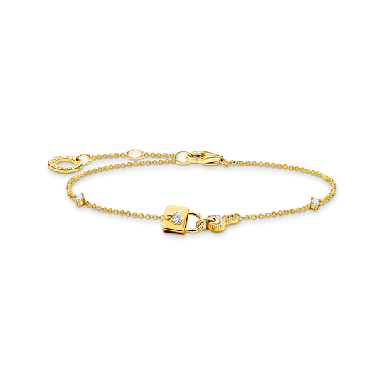 Thomas Sabo Gold Plated Padlock and Key Bracelet