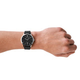 Emporio Armani Ruggero Quartz Black Leather 43mm Watch AR11193