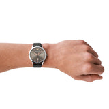 Emporio Armani Ruggero Quartz Black Leather 43mm Watch AR11277