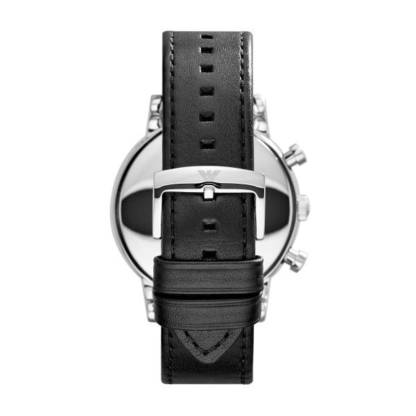 Emporio Armani Luigi Quartz Black Leather Black Dial 46mm Watch AR1828