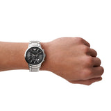 Emporio Armani Renato Quartz Silver Steel Black Dial 41mm Watch AR2434