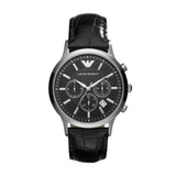 Emporio Armani Renato Quartz Black Leather Black Dial 43mm Mens Watch AR2447