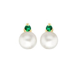 9ct Gold Freshwater Pearls with Round Cubic Zirconia Stud Earrings