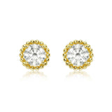 9ct Gold Round CZ Halo Earrings