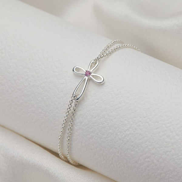 Molly Brown Cherish Pink Sapphire Cross Bracelet