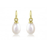 9ct Gold White Cultured Pearl Drop Earrings