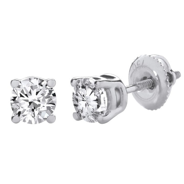 9ct White Gold 0.30ct Diamond 4 Claws Stud Earrings