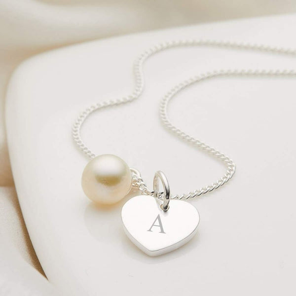 Molly Brown Personalised My First Pearl Heart Necklace MB222-3H