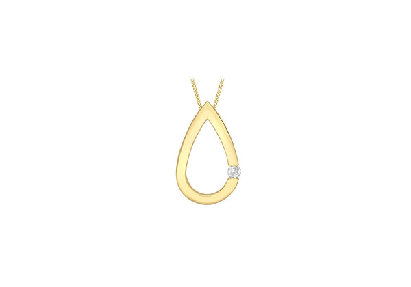 9ct Gold Oval Circle 0.03ct Diamond Necklace