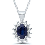 9ct White Gold Diamond and Ruby/Emerald/Sapphire Necklace
