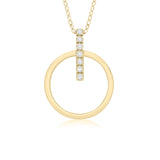 9ct Gold 0.08ct Diamond Circle Pendant Necklace