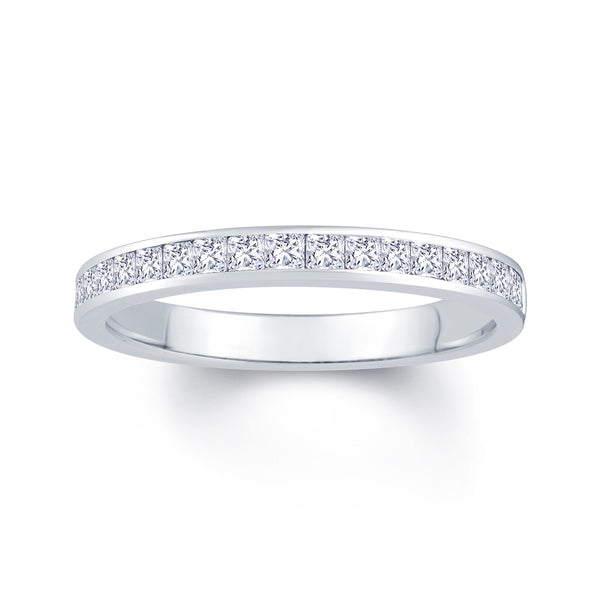 18ct White Gold Princess Cut 0.50ct Diamond Wedding Ring