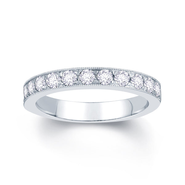 18ct White Gold Pave Set 0.55ct Diamond Wedding Ring