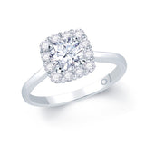 18ct White Gold Cushion Halo 0.40ct Diamond Engagement Ring