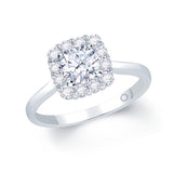 18ct White Gold Cushion Halo 0.40ct Diamond Ring