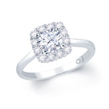 Platinum Cushion Halo 0.40ct Diamond Ring