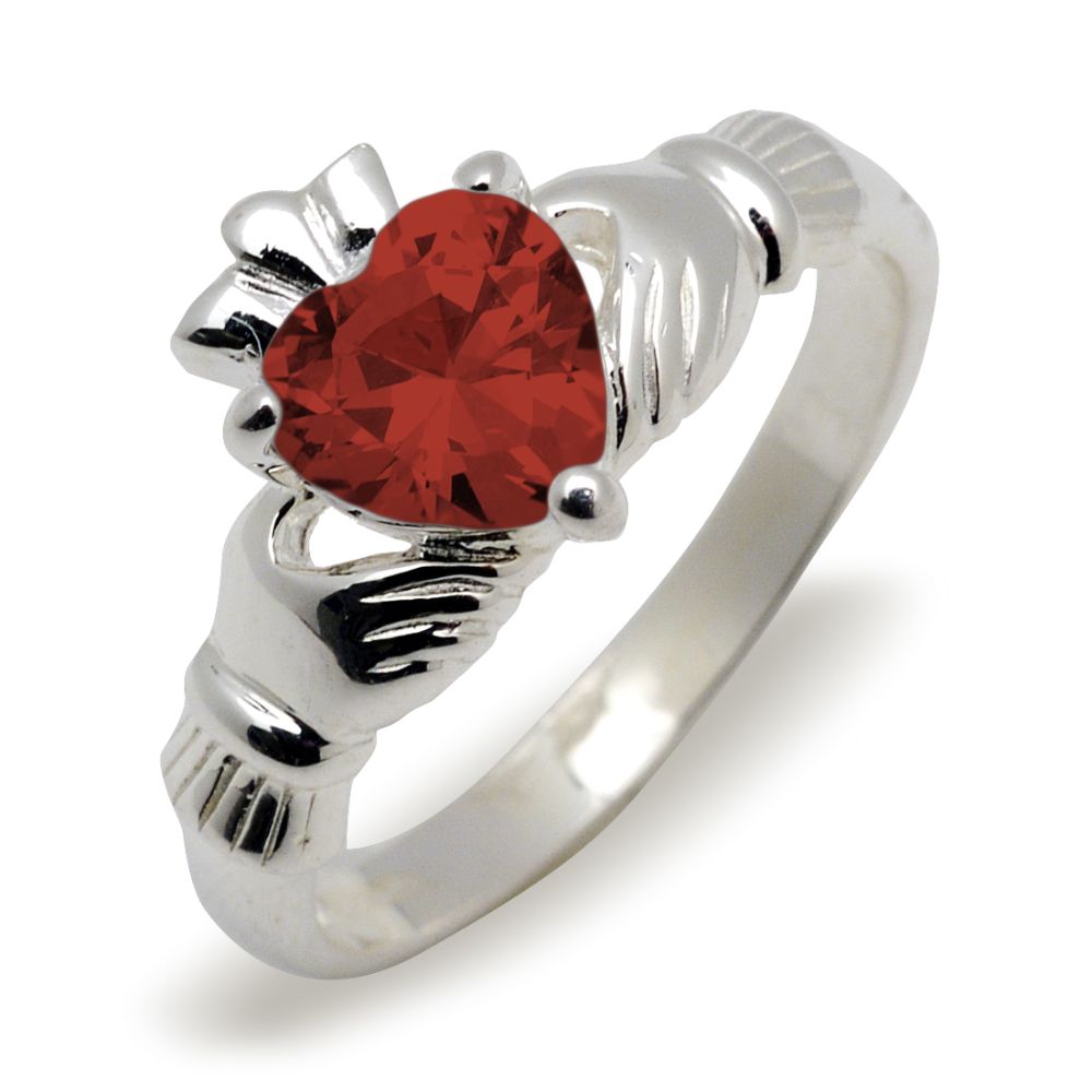 Sterling Silver January Birthstone Claddagh Ring Bannon Jewellers