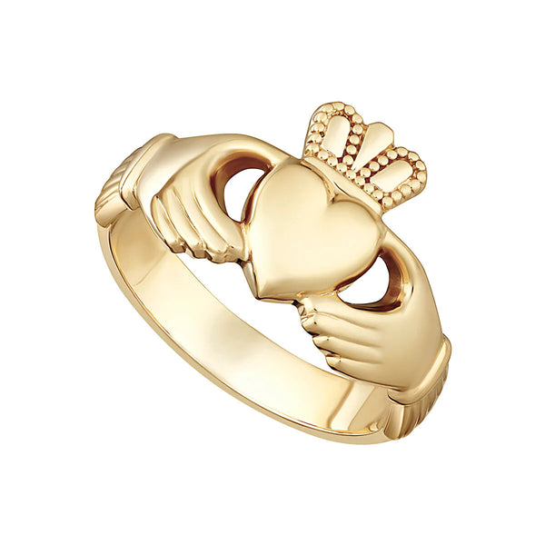 9ct Gold Heavy Gents Claddagh Ring S2268