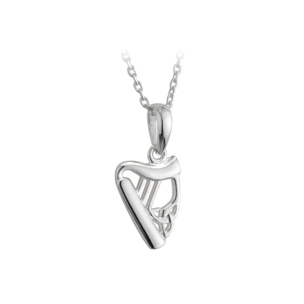 Sterling Silver Harp Pendant Necklace S44401