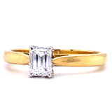 18ct Gold Emerald Cut Solitaire Diamond Ring