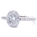 18ct White Gold Oval Halo Diamond Ring