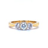 18ct Gold Rubover Three Stone Diamond Ring