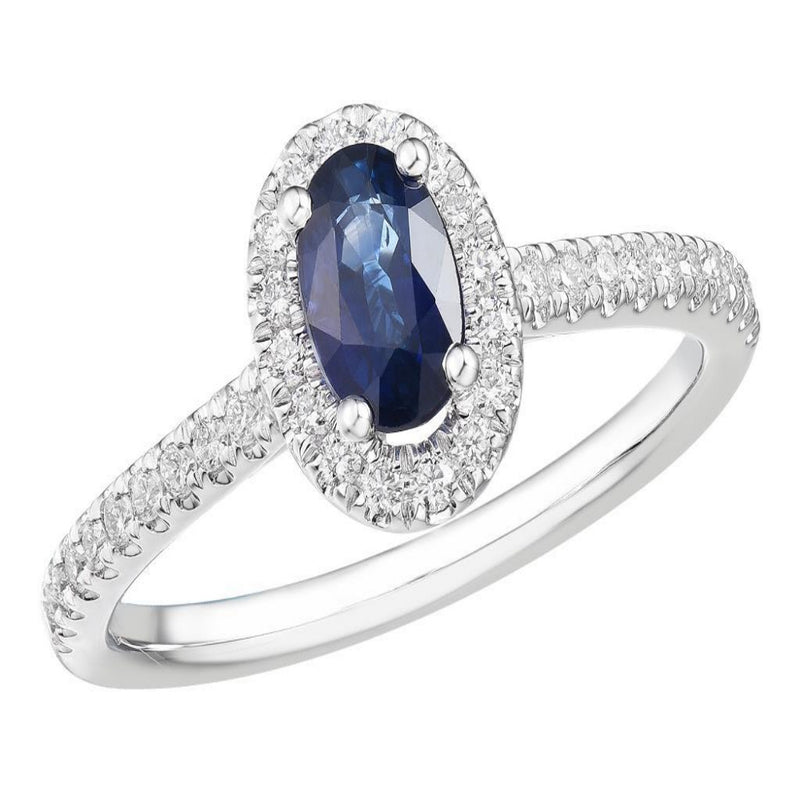 Platinum 0.67ct Sapphire and 0.25ct Diamond Cluster Ring