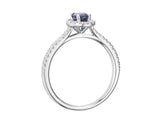 Platinum 0.67ct Sapphire and 0.25ct Diamond Cluster Ring
