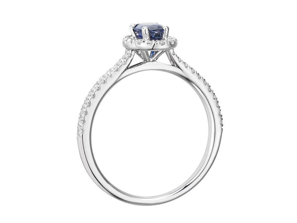 Platinum 0.67ct Sapphire and 0.25ct Diamond Cluster Ring