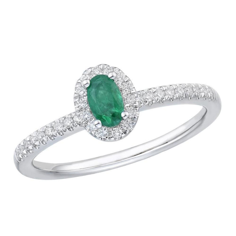 Platinum Diamond & Emerald Cluster Ring