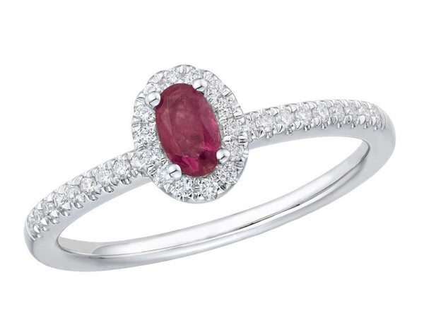 Platinum 0.35ct Ruby / Sapphire and 0.17ct Diamond Cluster Ring