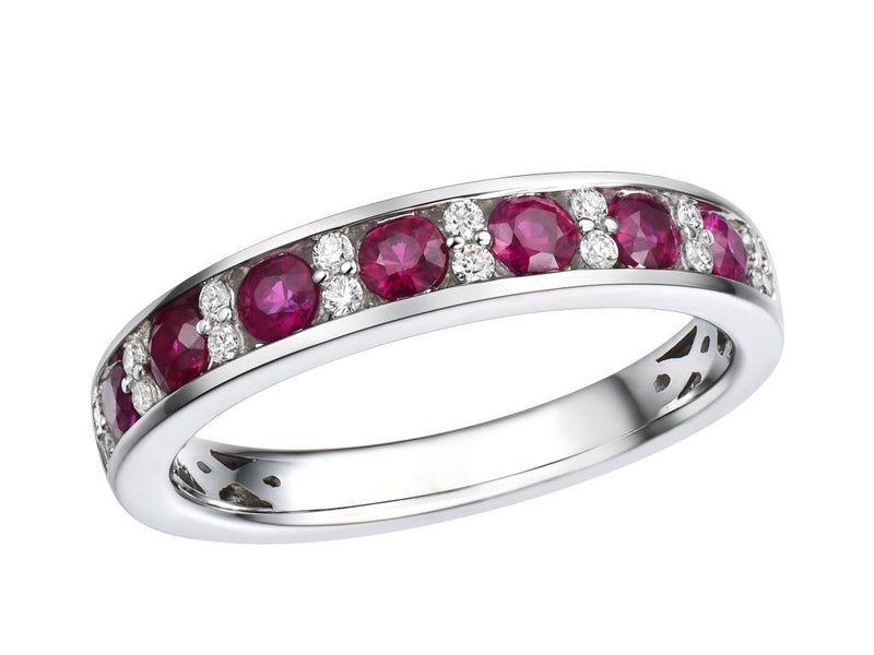 18ct White Gold 0.13ct Diamond & 0.73ct Saphhire / Ruby Ring