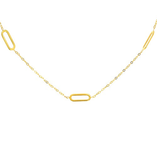 9ct Gold Three Paper Link Chain Necklace 18"