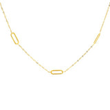 9ct Gold Three Paper Link Chain Necklace 18"