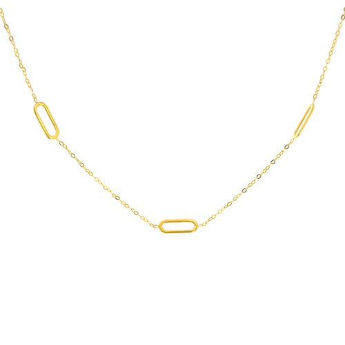 9ct Gold Three Paper Link Chain Necklace 18"