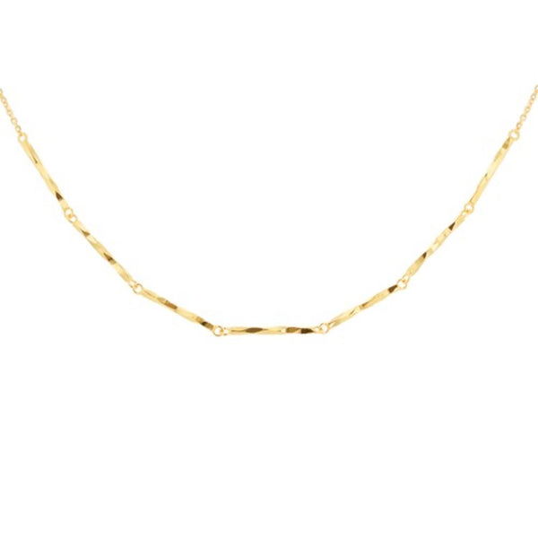 9ct Gold Diamond Cut Trace Bar Adjustable Necklace