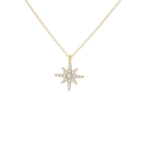 9ct Gold North Star Cubic Zirconia Necklace
