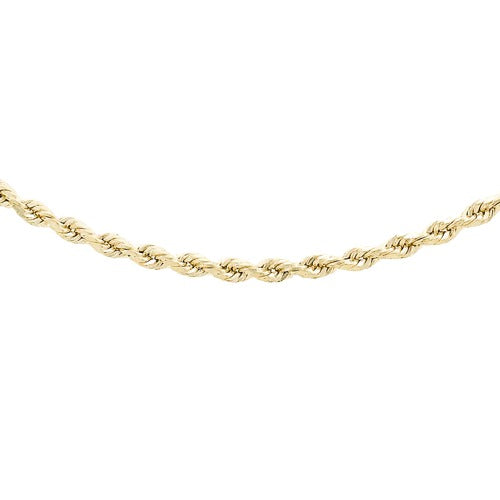 9ct Gold 20" 30 Hollow Diamond Cut Rope Chain