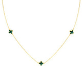 9ct Gold Three Malachite Petals Necklace