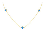 9ct Gold 3 Turquoise Clover Petals Necklace