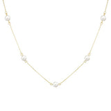 9ct Gold 6mm Pearl Station Necklace