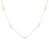 9ct Gold 6mm Pearl Station Necklace