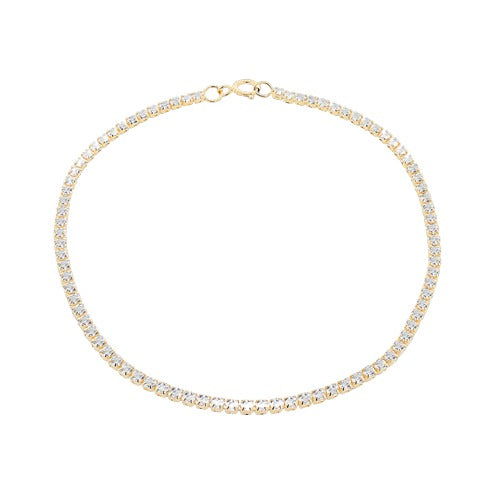 9ct Gold 2mm Cubic Zirconia Tennis 19cm Bracelet