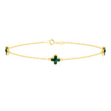 9ct Gold Three Malachite Petals Bracelet