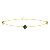 9ct Gold 3 Malachite Petals Bracelet