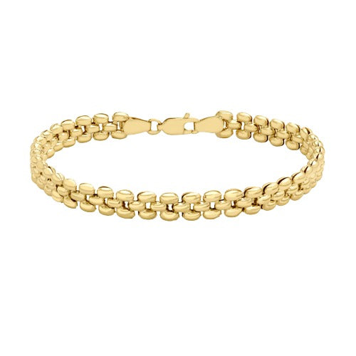 9ct Gold Brick Stampata Link 19cm Bracelet