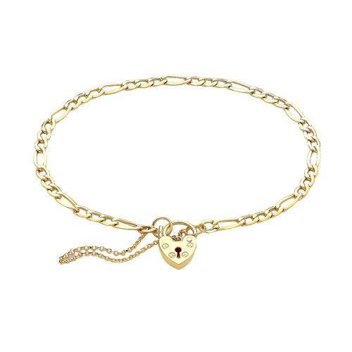 9ct Gold 3.5mm Figaro 18cm/7" Chain Bracelet